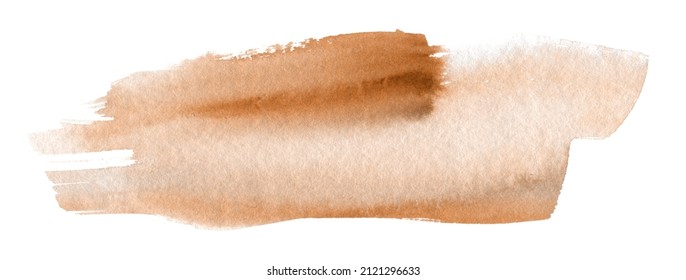 Abstract Beige Brown Watercolor Smear Brushstrokes Painteing Blot Horizontal Background. Texture Paper. Isolated.