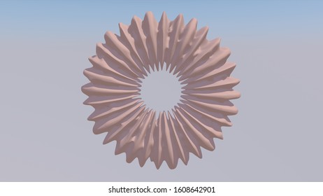 Abstract beige shape in the sky. Digital art, 3d rendering.