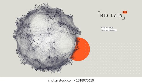 Abstract Big Data Visualization. Cluster Analysis. Cloud Data Storage Representation. Distributed Network. Social Media Graph.  