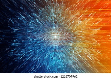 Abstract Bigdata Background. Big Data Illustration Digital Information. Data Stream. Blue Orange