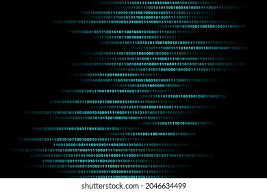 abstract binary background. horizontal blue ones and zeros on a black. Volumetric 3D pattern. Overlay. Place for your text. Design element