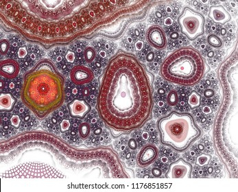 Abstract Bio Mitosis. Rendered Close Up Illustration. Background Science Or Medical Concept. Biochemistry Concept With High Tech Molecule. Molecular Structure At The Atomic Level. Fractal A