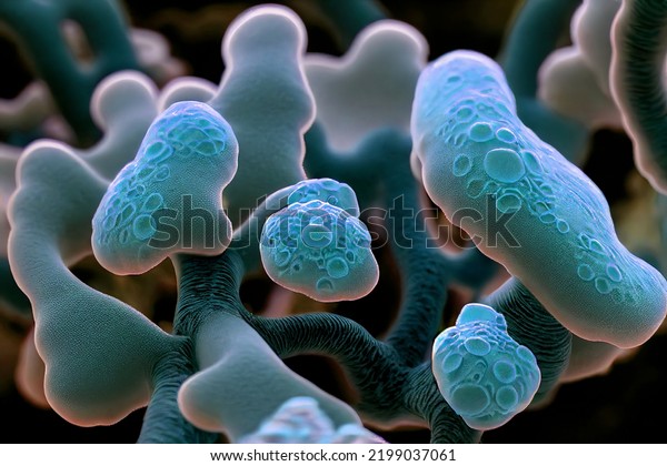 Abstract biology\
background,  microscopic view of organic substance, microorganism \
or cells, macro. Microbiology concept. Scientific background. 3D\
illustration.\
