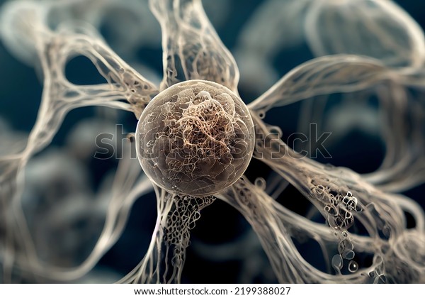 Abstract biology\
background,  microscopic view of organic substance, microorganism \
or cells, macro. Microbiology concept. Scientific background. 3D\
illustration.\
