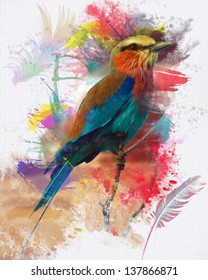 Abstract Bird Colorfull Paint