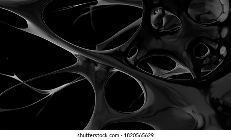 Abstract Black Backgroun. Splash Burst Liquid. Oil, Petroleum, Rock-oil. 3d Rendering