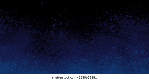 Abstract Black background. Paint texture background. Blue paint on black background. Blue color painting splitted on the background. Spray paint design.