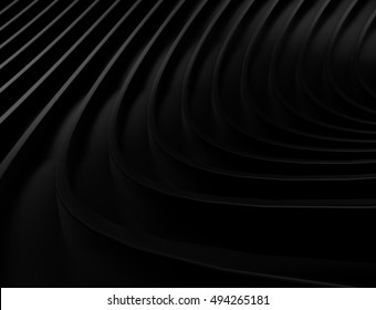 abstract black background with smooth lines. 3d rendering geometric polygons.
