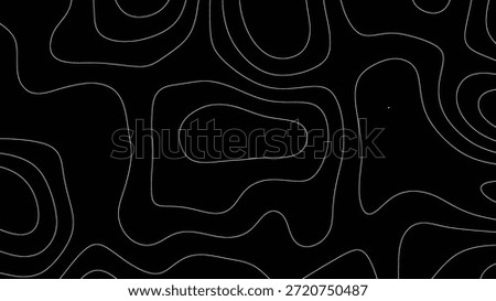 Abstract black background with thin white contour lines forming irregular organic shapes in a seamless pattern