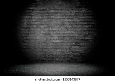 Abstract Black Brick With Vignette Background. Studio Backdrop - Well Use As Back Drop Background, Black Board, Black Studio Background, Black Gradient Frame.