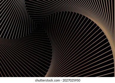 Abstract Black and Brown Pattern with Stairs. Spiral Textured Tunnel. Geometric Psychedelic Background. Raster. 3D Illustration