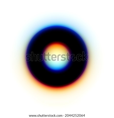 Abstract black geometric ring shape with hole and blur effect with chromatic aberration isolated on white background.