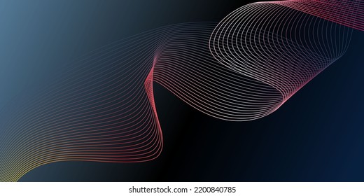 Abstract Black And Gradiant Wave Background And Abstract Blue Wave Curve Lines Banner Background Design.