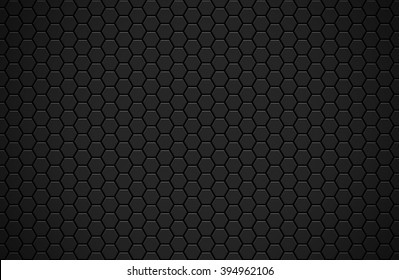 Abstract Black Hexagon Texture Background. Geometric Mesh Material  Pattern Graphic Concept.