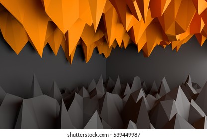 Abstract Black And Orange Background. 3D Rendering