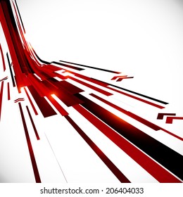 Abstract black and red perspective vector techno background