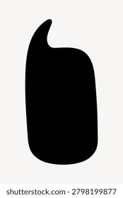 Abstract black silhouette with a rounded rectangular form and curved top notch, isolated on a white background.