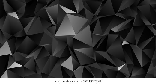Abstrakter schwarzer Dreieckshintergrund, Low-Poly-3D-Illustration, dunkles Polygon-Muster