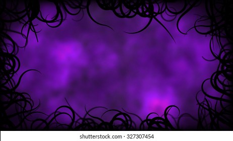 Abstract Black Vines Border Illustration - Purple