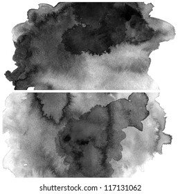 Abstract Black Water Color Art Background Hand Paint On White Background