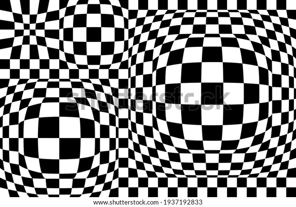 Abstract Black and White Pattern with\
Chessboard. Contrasty Optical Psychedelic Illusion. Smooth Wavy\
Surface Checkered. Raster. 3D\
Illustration