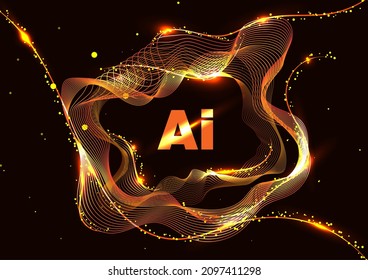 Abstract Blending Grad Line And Drop Design On Black Background