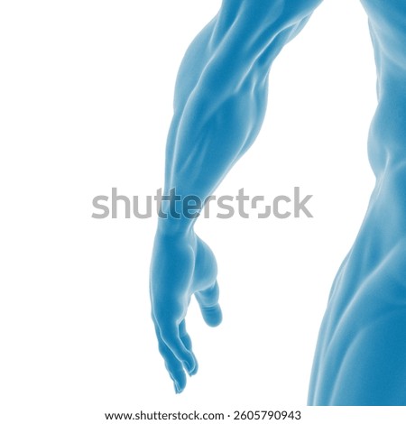 Abstract blue 3D model of the human form.