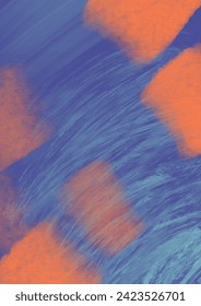 Abstract blue background with blue brush marks and red flares