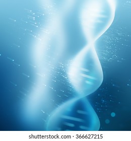 Abstract Blue Background With Glowing DNA Strand