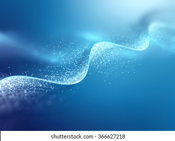 Abstract Blue Background With Glowing DNA Strand