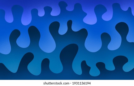 Abstract blue background. Liquid dripping drops of red paint. Rectangular blue wallpaper. Empty place.