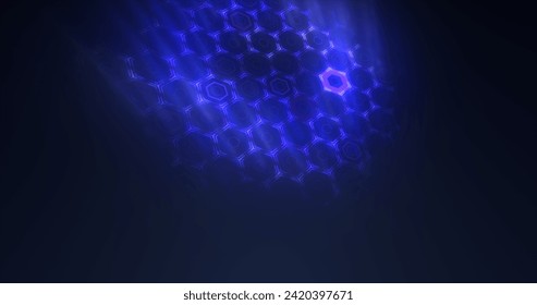 Abstract blue background pattern of hexagons glowing futuristic digital energy magical bright.