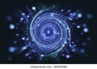 Abstract blue background spirals and galaxy