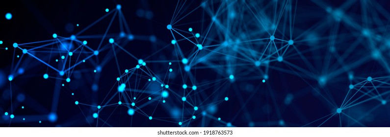 Abstract blue digital data background. Network connection structure. Structural connection of information. Data transfer in network connection. Data technology. Digital background. 3D rendering.