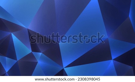 Abstract blue gemstone poly background. Dreamy gem mosaic light backdrop. Modern ombre facet crystal triangles banner.