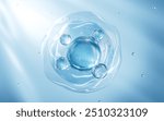 Abstract blue glass spheres, blue cells and molecules, 3d rendering. 3d illustration.