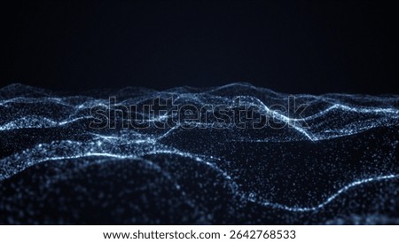 Abstract blue glowing waves from particles and dots energy magical futuristic hi-tech, abstract background. Video 4k, motion design