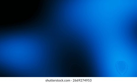 Abstract blue gradient background of soft blurred lights fluid on black. Glowing light blue lights, liquid backround with flashes. Information technology background, innovations.