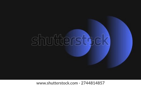 Abstract Blue Gradient Spheres Overlapping on Black Background