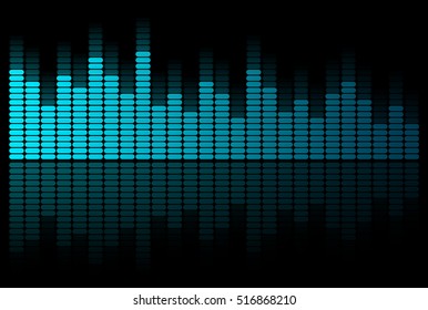 Abstract blue graphic equalizer on a black background.