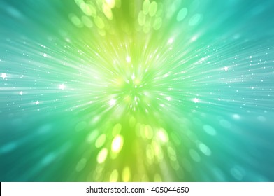 Abstract Blue And Green Background. Explosion Star.