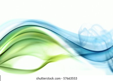 Abstract Blue And Green Wave With Smoke For Background