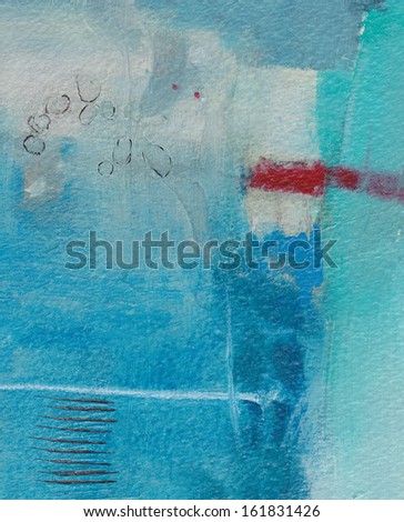 Abstract blue grunge background - brush strokes on paper with space for text 