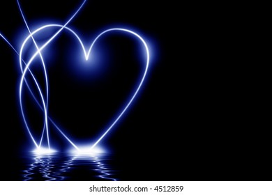 Abstract blue heart with reflection