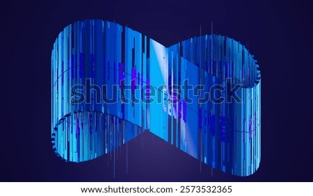 Abstract blue infinity loop data stream digitally rendered on dark background for tech concept