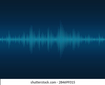 Abstract blue luminous sound waves background for parties, clubs, discos and concerts.