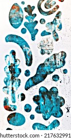 Abstract Blue Motif Printmaking Texture