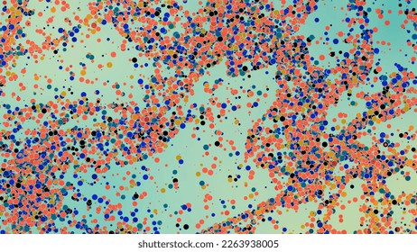 Abstract blue orange circles background. Colorful copy space backdrop pattern, illuminated light glows and place for text. 3D Illustration for landing page, graphic design, banner and poster
