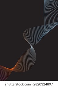 Abstract blue and orange lines interweave on black background