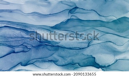 Abstract blue paint background by liquid fluid watercolor or alcohol ink grunge texture for banner, background.